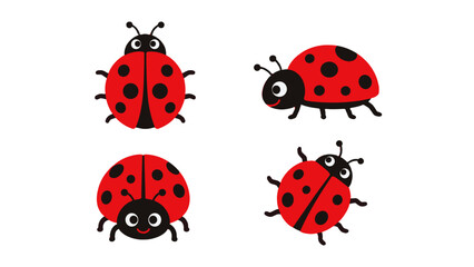 Set of cute red ladybug cartoon vector illustrations © icon_art