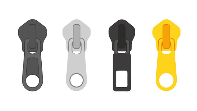 Set of zipper pullers and sliders isolated on white background