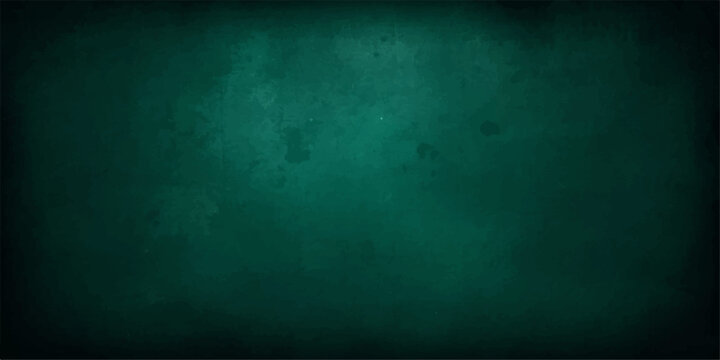 Green grunge chalkboard background with vintage dirty textured concrete wall, aged blackboard surface and rough paper pattern