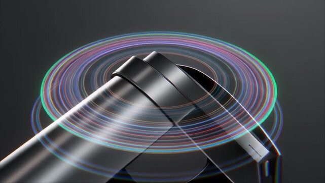 Abstract 3D wireframe animation with flowing ribbons and geometric shapes