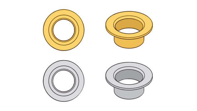 Metal eyelet grommet ring set in gold and silver vector