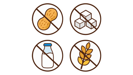 Plakat Hand drawn allergen free food restriction icon set