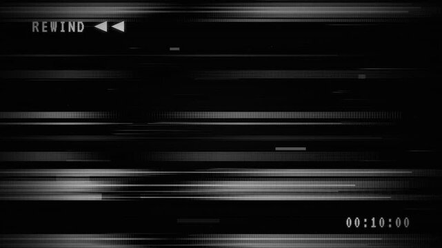 Animated VHS tape rewind screen overlay with 15 second timer. on Alpha channel 4K video