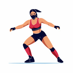 Obraz premium Woman in athletic wear and mask, ready for action