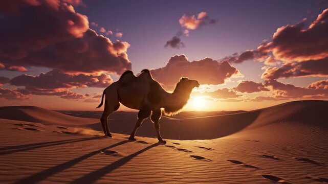 Desert Camel Trek at Sunset - Majestic Arabian Wildlife Journey