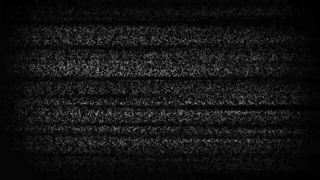 Grainy television static noise with dark vignette and horizontal lines