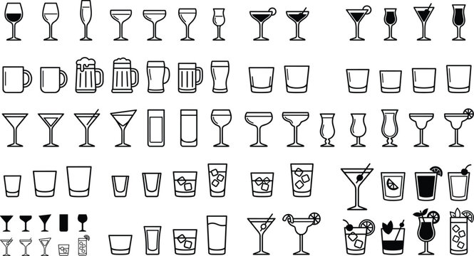 Logistics and delivery glyph icon set featuring stick figure couriers, distribution trucks, warehouse storage, and parcel handling processes.eps,
