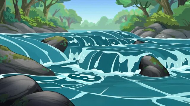 School of tropical fish swimming in clear blue water tank