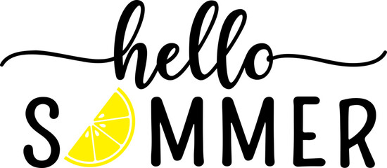 Summer season vector design. Colorful hand lettered Hello summer typography text with tropical holiday elements © Bundle Store