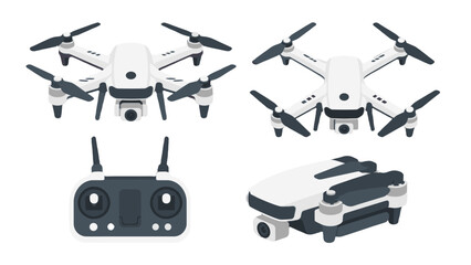 Isometric quadcopter drone set with remote controller © icon_art