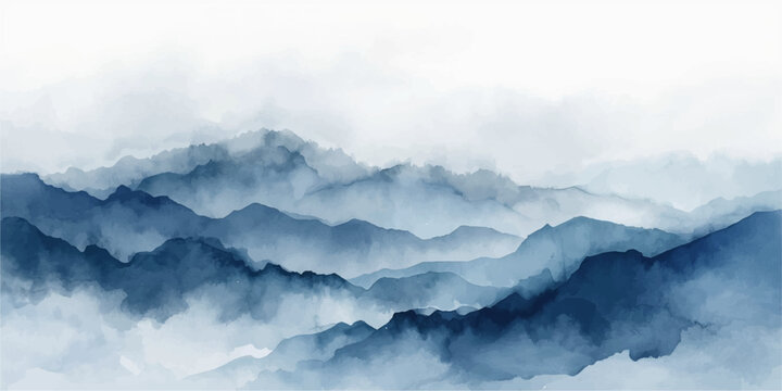 Majestic Mountain Peaks Rising Above Clouds and Fog Under a Blue Sky Landscape