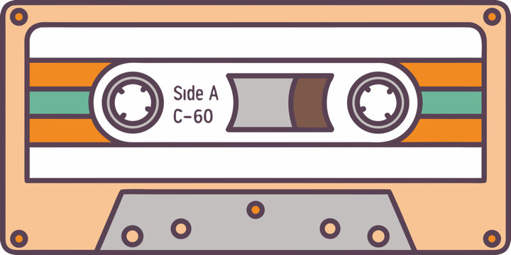 Retro Cassette Tape A Flat Vector Illustration With Orange Accents