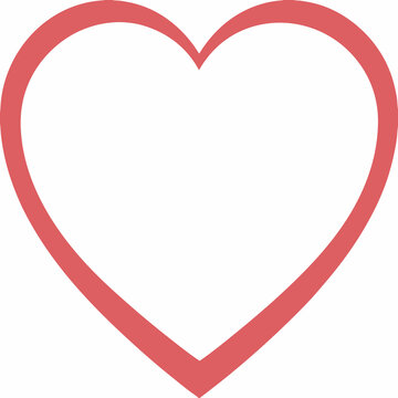 Red heart icon simple line drawing on a white background