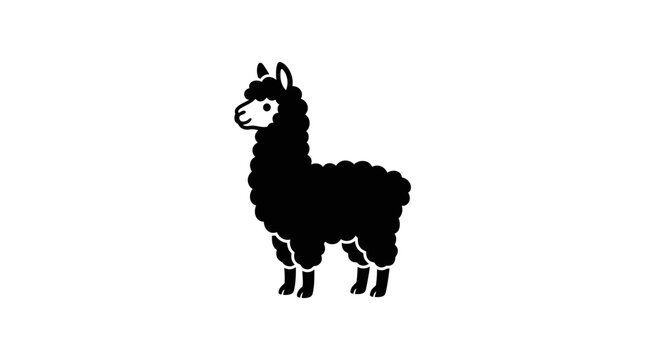 Black llama standing alone profile view.