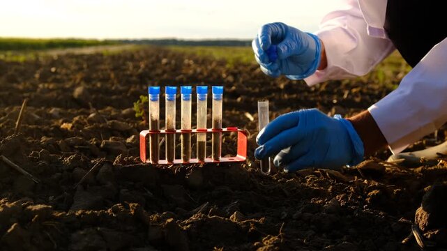 Field soil samples for analysis. Selective focus.