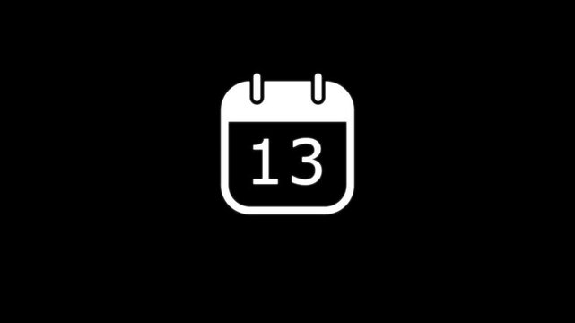 White calendar showing the number thirteen on a black background