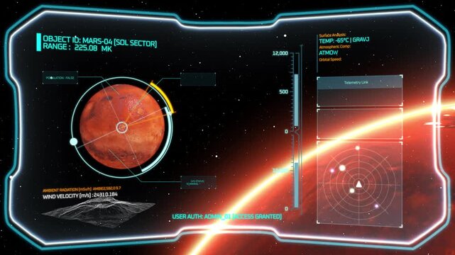 Scifi space scan hud with mars planet futuristic ui elements