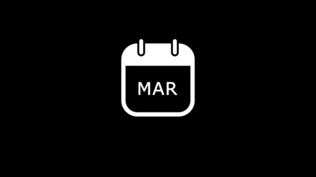 White calendar showing the month of march abbreviated as mar on a black background