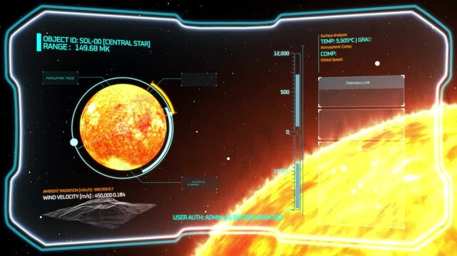 Futuristic hud scan of sun in space scifi ui overlay