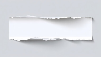 Fototapeta premium Torn Horizontal Strip of White Paper on Gray Background