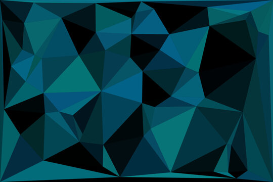 Abstract geometric background with dark blue and black triangular mosaic pattern designs.