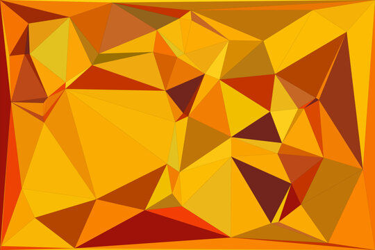 Abstract geometric triangular low poly pattern background with vibrant orange warm shades.