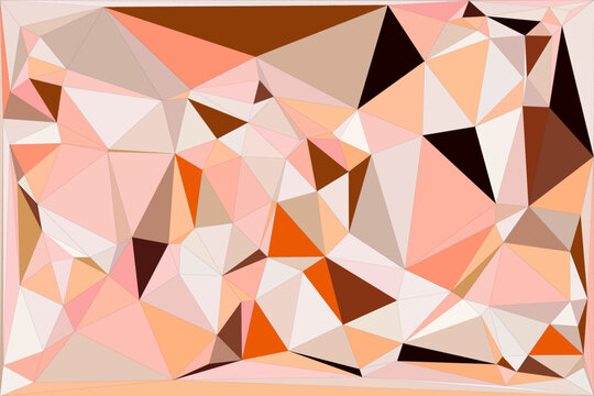 Abstract geometric triangular pattern background with soft light peach and brown polygons.
