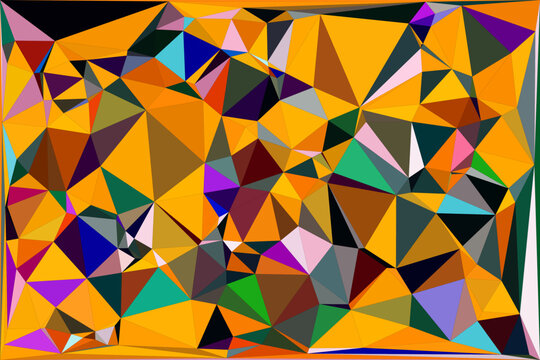 Abstract geometric triangular low poly pattern background with warm orange colorful mix.
