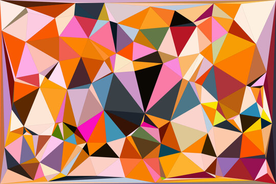 Abstract geometric triangular pattern background with warm orange and earth tone polygons.