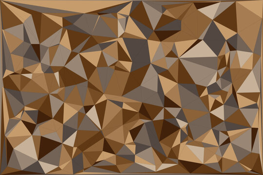 Brown geometric triangular pattern background with abstract earth tone polygon mosaic art.