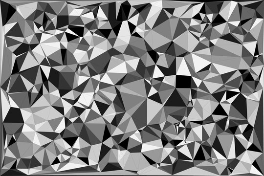 Monochrome geometric triangular pattern background with abstract black white grey shapes.