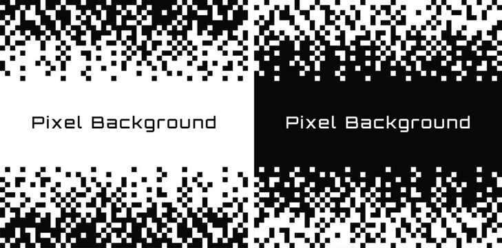 Pixel Gradient Background. Pixels Fade Texture. Technology Frame. Vector Set.