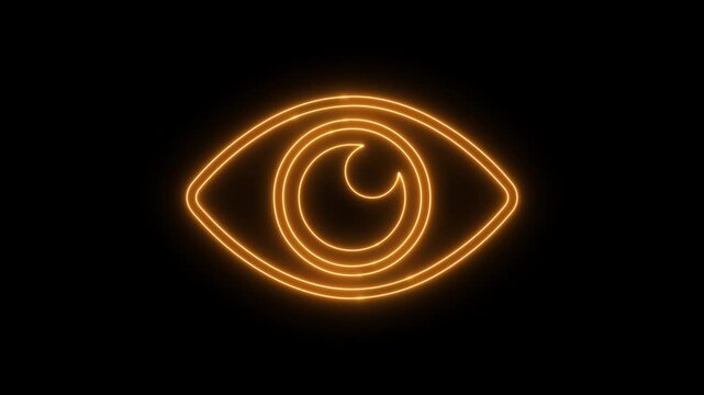 Eye glowing neon icon video animation	