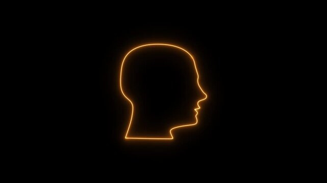 Human head neon icon 4K video animation for apps and websites	