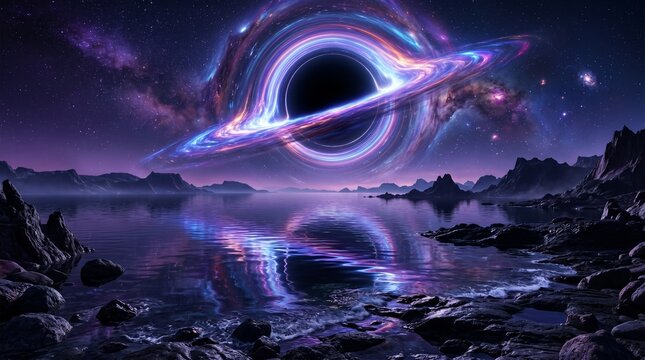 Black Hole in Outer Space Reflection &ndash; Cosmic Landscape