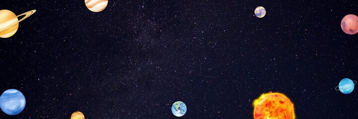 Galaxy planets frame background, cute space illustration © Rawpixel.com