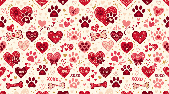 Valentines Day Hearts and Bones Pattern.