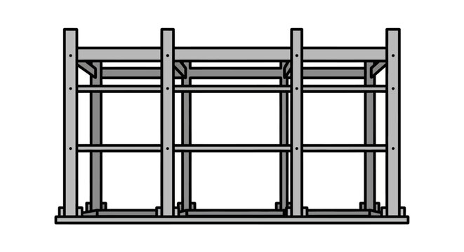 Industrial metal shelving unit for storage and organization, robust construction for heavy duty applications and efficient space utilization