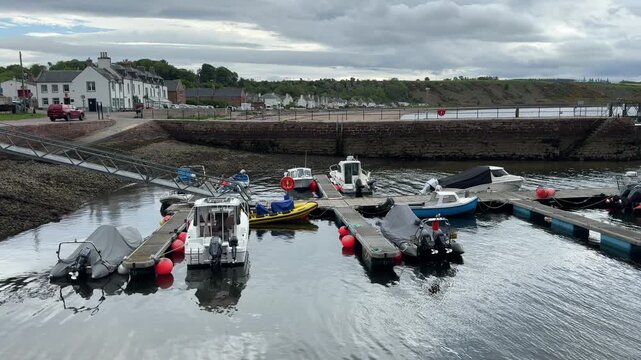 Fishing Boats at a Pier on the North Sea Coast of Scotland