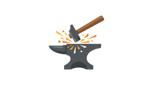 Anvil with hammer on top striking.