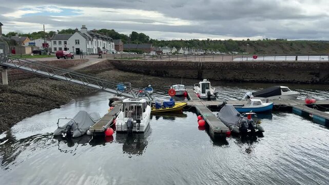 Fishing Boats at a Pier on the North Sea Coast of Scotland