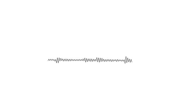 Minimalist graphic depicting a continuous fluctuating horizontal line pattern resembling a waveform on a white background.
