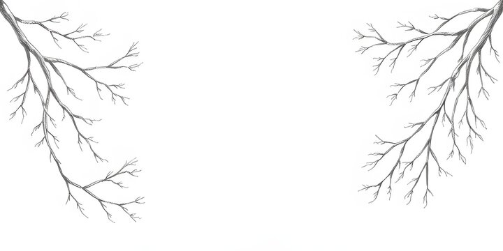 Realistic pencil sketch featuring decorative tree branches framing the image edges with fine graphite strokes and authentic hand-drawn texture.