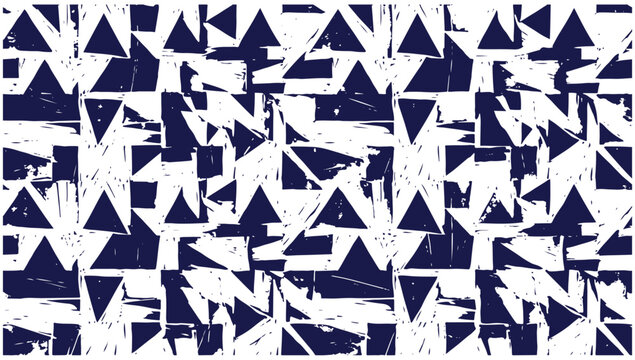 Geometric Pattern with Dark Blue Triangles and Squares on White Background Texture Design