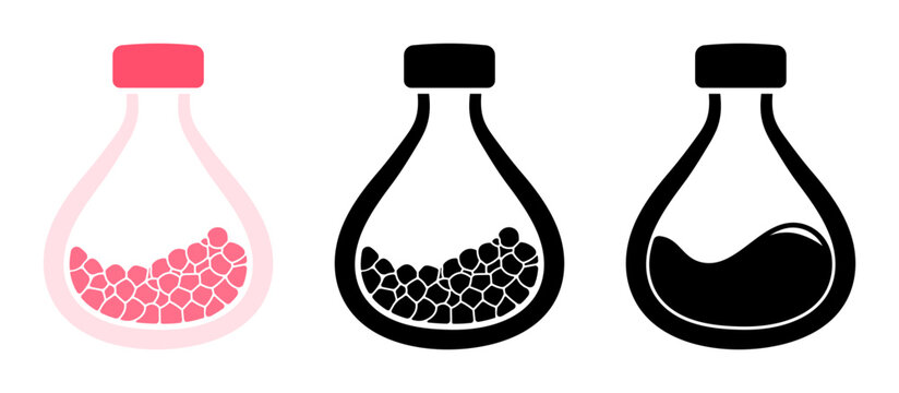 Potion bottle flask icon set, without background