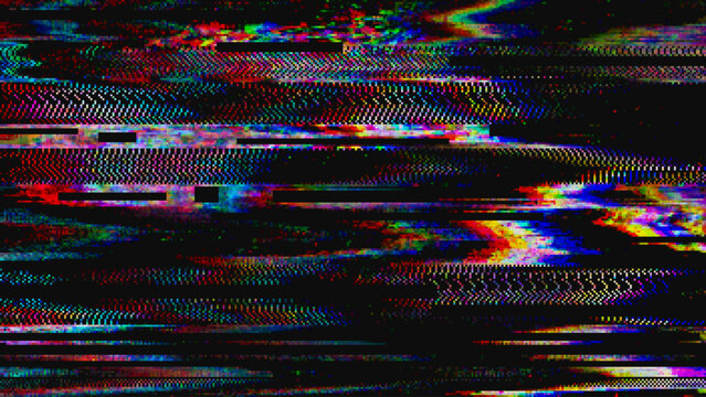 RGB VHS Glitch Effect with Horizontal Digital Distortion