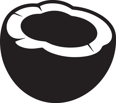 Black and white coconut icon isolated on transparent background, Vector, illustration