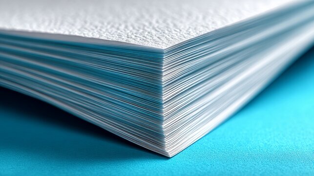 Close-up of Thick Stack of Textured White Paper