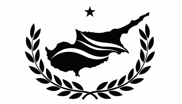 Cyprus flag icon with laurel wreath.