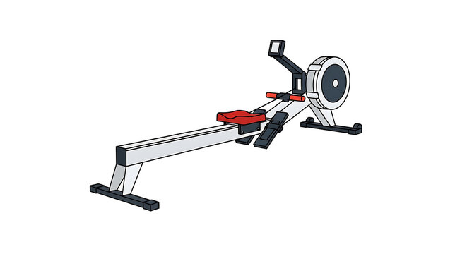 Illustration of a rowing machine for fitness and cardio exercise